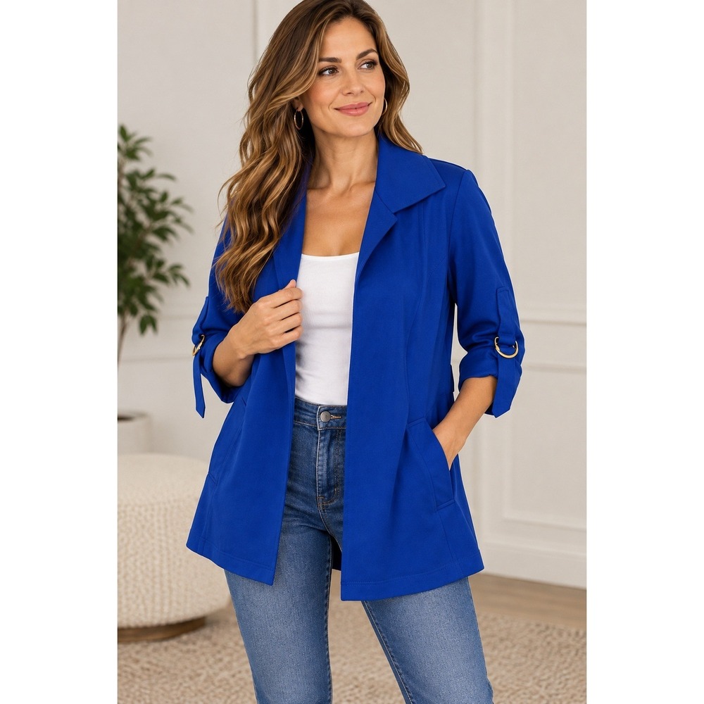 Draper's & Damon's Royal Blue Petticoat Jacket Blazer Gold D-Ring Size S